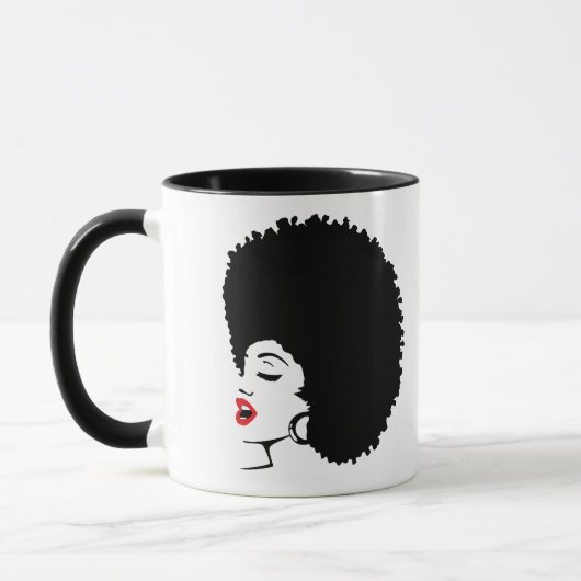 Mug Afro avec de belles lèvres rouges (Gauche)