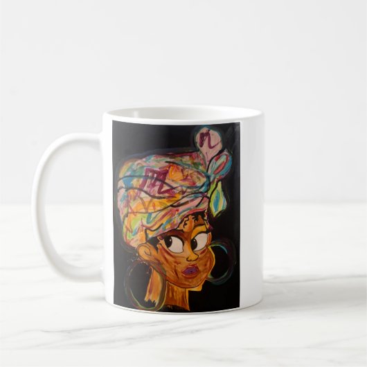 Mug afro cup représentant une oeuvre acrylique  (Gauche)