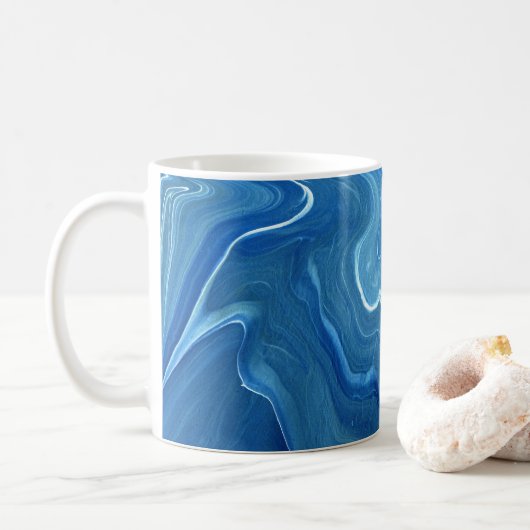 Mug Agate de marbre bleu Résumé (Avec donut)