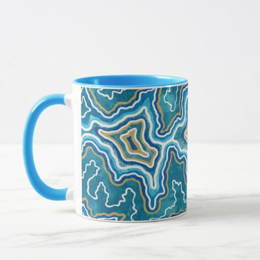 Mug Agate graphique en or bleu (Gauche)