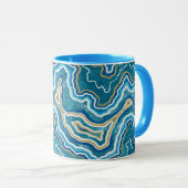 Mug Agate graphique en or bleu (Devant droit)
