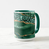 Mug Agate Green Parties scintillant or marbre Nom pers (Devant droit)