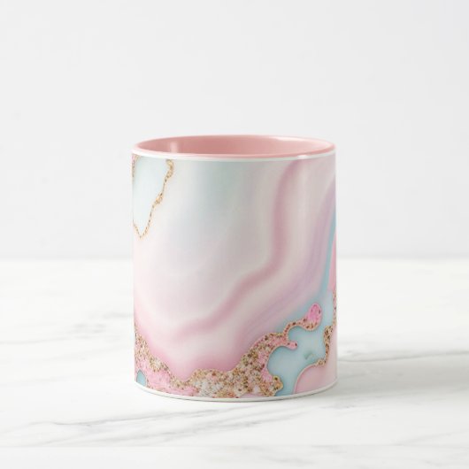 Mug Agate Marble Moderne Blue Rose Gold Collection (Centre)