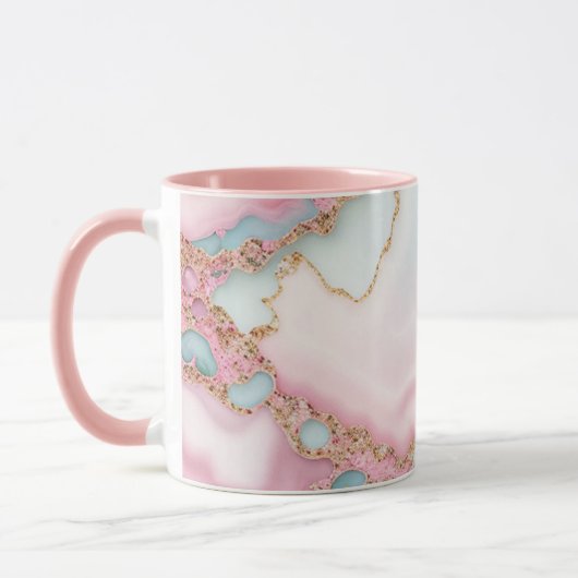 Mug Agate Marble Moderne Blue Rose Gold Collection (Gauche)