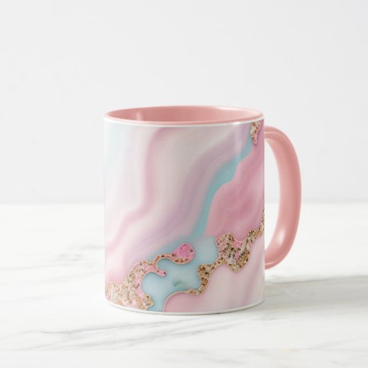 Mug Agate Marble Moderne Blue Rose Gold Collection (Devant droit)