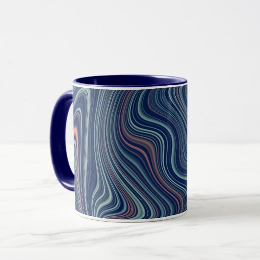 Mug Agate marbré bleu et bracelet blanc Résumé (Devant gauche)