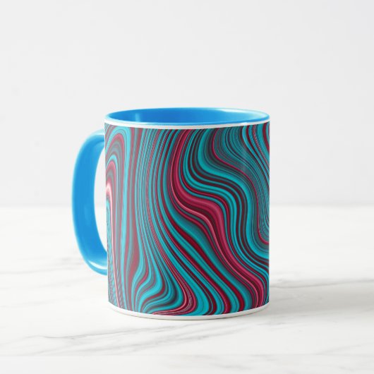 Mug Agate marbré bleu et magenta ondulé Abrégé (Devant gauche)