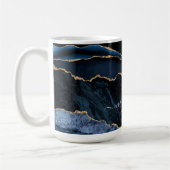 Mug Agate Marine Blue Gold Gemstone Marble Nom du mono (Gauche)
