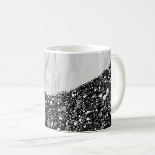 Mug Agate noir doré Marbre blanc (Devant droit)