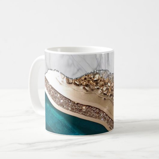 Mug Agate noir doré Marbre blanc (Devant gauche)