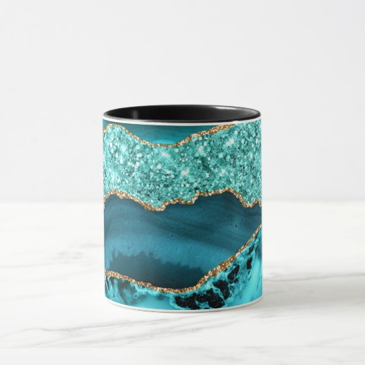 Mug Agate Turquoise Blue Gold Parties scintillant Marb (Centre)