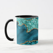 Mug Agate Turquoise Blue Gold Parties scintillant Marb (Gauche)