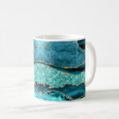 Mug Agate Turquoise Blue Gold Parties scintillant Marb (Devant droit)