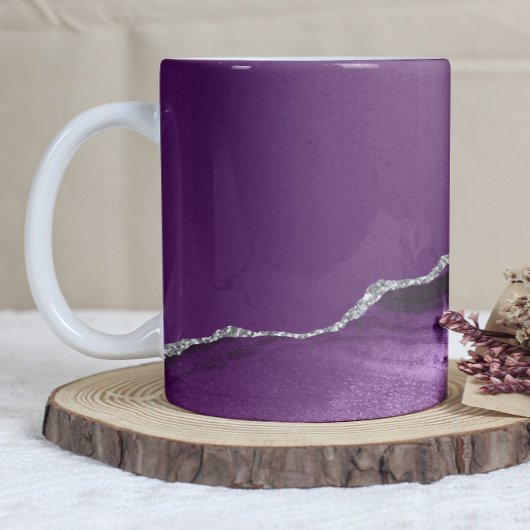 Mug Agate Violet Pailleté Argent
