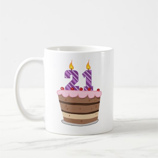 Mug Âge 21 sur le gâteau d'anniversaire (Gauche)