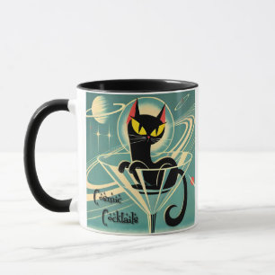 Mug Âge atomique Futuriste de l'espace Noir Cat Martin