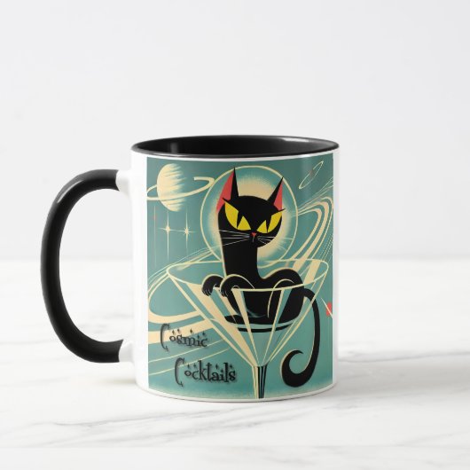 Mug Âge atomique Futuriste de l'espace Noir Cat Martin (Gauche)