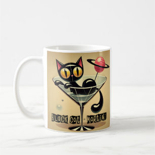 Mug Âge atomique Futuriste de l'espace Noir Cat Martin