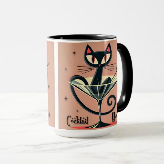 Mug Âge atomique Futuriste de l'espace Noir Cat Martin (Devant droit)