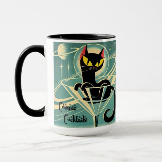 Mug Âge atomique Futuriste de l'espace Noir Cat Martin (Gauche)