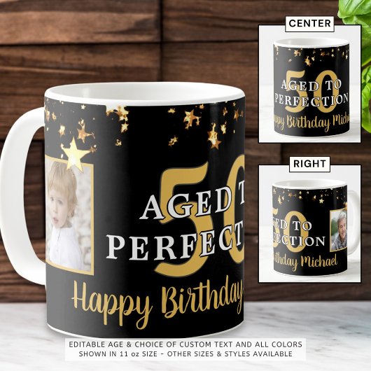 Mug ÂGE D'Anniversaire À LA PERFECTION Black Gold Star