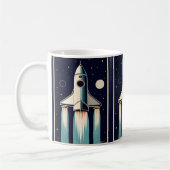 Mug Âge Spatial Rétro Bateau Fusée Années 50 (Gauche)