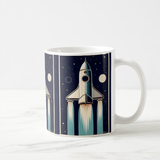 Mug Âge Spatial Rétro Bateau Fusée Années 50 (Droite)