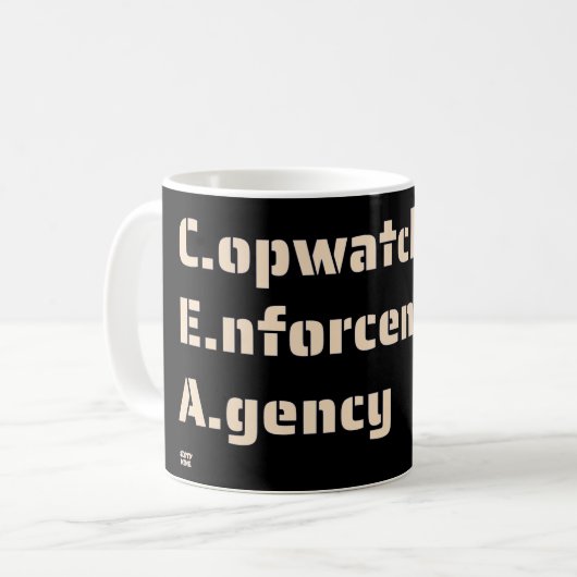 Mug "AGENCE D'APPLICATION DE LA LOI COPWATCH" drôle de (Devant gauche)