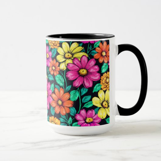 Mug Agencement de fleurs colorées (Droite)