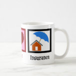Mug Agent de la société d'assurances<br><div class="desc">Un cadeau de tasse d'agent d'assurance cool qui comporte un joli signe de paix,  le coeur. et un parapluie protecteur sur une maison. Excellent cadeau pour les collègues de votre compagnie d'assurance dans une société qui fournit l'assurance propriétaire.</div>