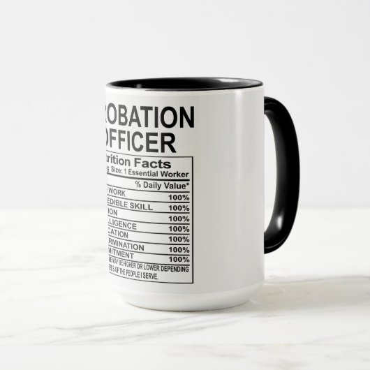 Mug Agent de probation Nutrition Fiches (Devant droit)