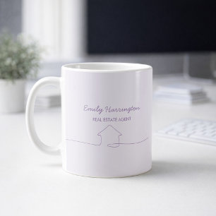 Mug Agent immobilier Mauve Art linéaire