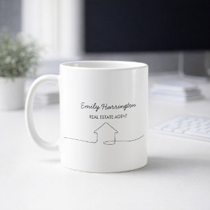 Mug Agent immobilier neutre en dessin au trait