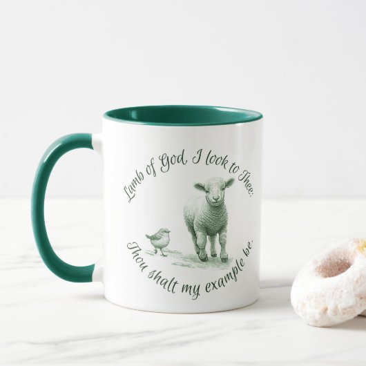 Mug Agneau de Dieu Je regarde vers l'Hymne lyrique (Avec donut)