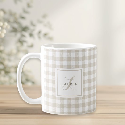 Mug Agritourisme Buffalo Beige Plaid Monogramme