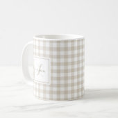 Mug Agritourisme Buffalo Beige Plaid Monogramme (Devant gauche)