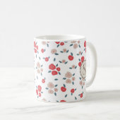 Mug Agritourisme Floral Rouge Tan, Monogramme rustique (Devant droit)