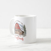 Mug Agritourisme rétro Grange rouge Noël scène cosy (Devant gauche)