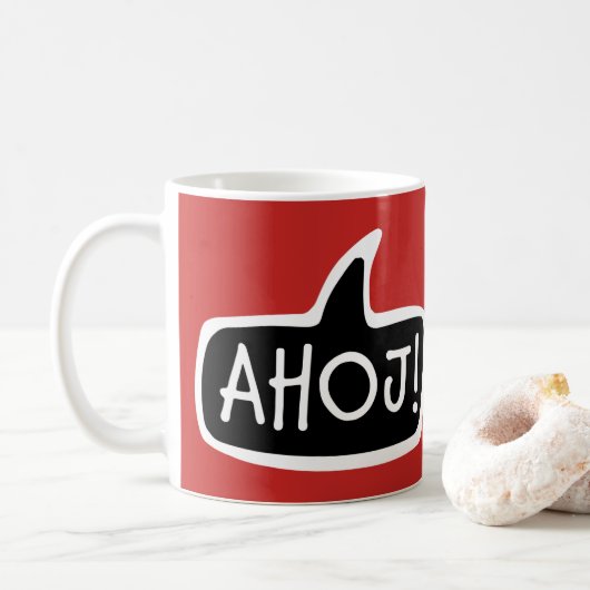 Mug AHOJ ! Tchèque Salutation, Hello Speech Bubble (Avec donut)
