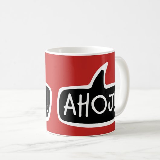 Mug AHOJ ! Tchèque Salutation, Hello Speech Bubble (Devant droit)