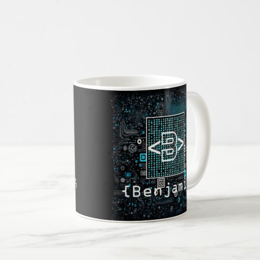 Mug Ai - Technologie - Monogramme de codage - Lettre B (Devant droit)