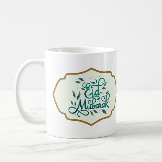 Mug Aïd Moubarak en arabe en vert et or (Gauche)