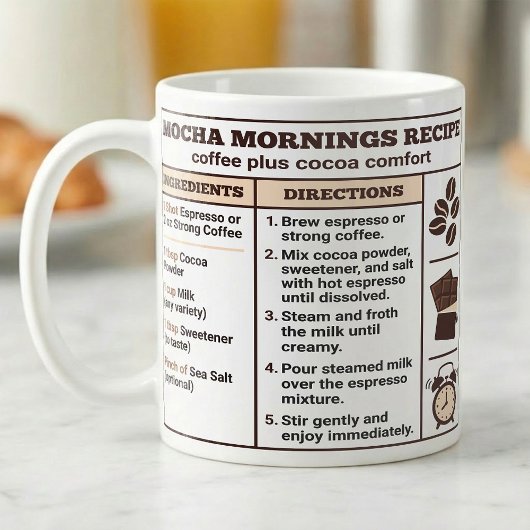 Mug Aide-mémoire de recette de Mocha Café,