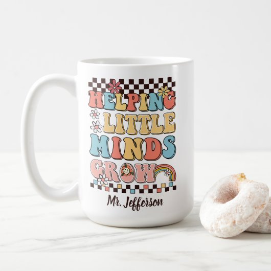 Mug Aider Little Minds Croissance cadeau enseignant su (Avec donut)