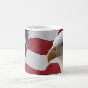 Mug Aigle à tête blanche américaine sur drapeau