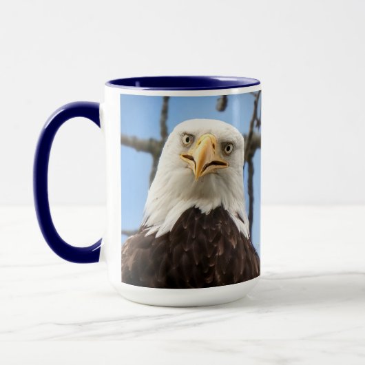 Mug Aigle américain à tête blanche visage faune drôle (Gauche)