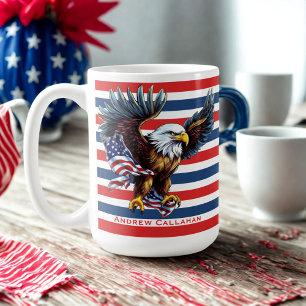 Mug Aigle américain patriotique Drapeau USA 4 juillet