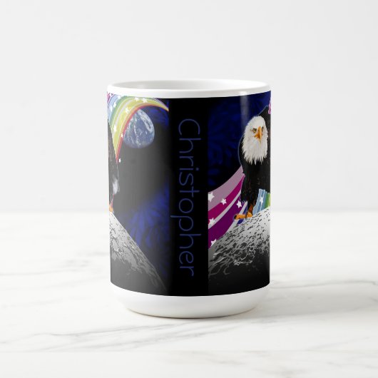 Mug Aigle de chauve sur la lune Amusants Rainbow Space (Centre)