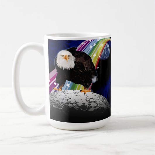 Mug Aigle de chauve sur la lune Amusants Rainbow Space (Gauche)