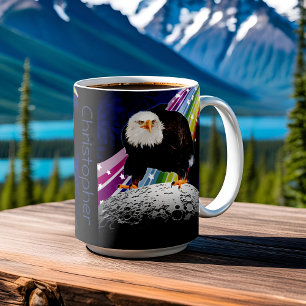 Mug Aigle de chauve sur la lune Amusants Rainbow Space